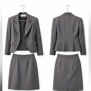 Vintage Dior Gray Pinstripe Blazer and Skirt Set